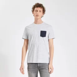 Tee Shirt Matière Fantaisie Poche Contrastée