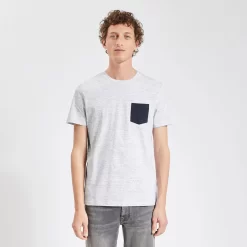 Tee Shirt Matière Fantaisie Poche Contrastée -Trendy Soldes 1001564 10118 V2