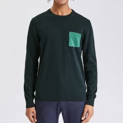 Pull Col Rond Poche Contrastée -Trendy Soldes 1001771 11247 V2