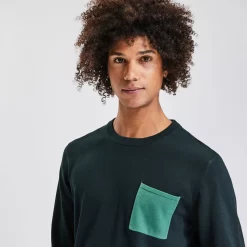 Pull Col Rond Poche Contrastée -Trendy Soldes 1001771 11247 V4