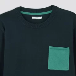 Pull Col Rond Poche Contrastée -Trendy Soldes 1001771 11247 V8
