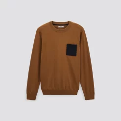 Pull Col Rond Poche Contrastée -Trendy Soldes 1001771 17031 V11