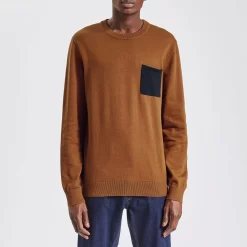 Pull Col Rond Poche Contrastée -Trendy Soldes 1001771 17031 V2