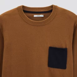 Pull Col Rond Poche Contrastée -Trendy Soldes 1001771 17031 V8