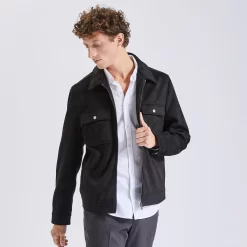 Blouson Aspect Velours Col Chemise