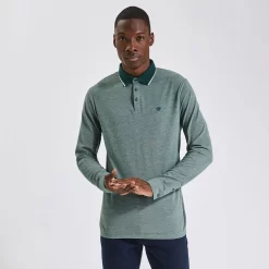 Polo Manches Longues Piqué à Col Contrasté