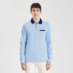 Polo Manches Longues Jacquard à Col Fantaisie -Trendy Soldes 1001971 11247 V2