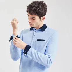 Polo Manches Longues Jacquard à Col Fantaisie -Trendy Soldes 1001971 11247 V4