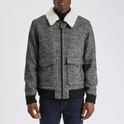 Blouson Lainage Fantaisie Col Faux Mouton -Trendy Soldes 1002076 18426 V2