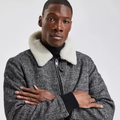 Blouson Lainage Fantaisie Col Faux Mouton -Trendy Soldes 1002076 18426 V4