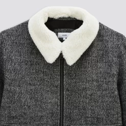 Blouson Lainage Fantaisie Col Faux Mouton -Trendy Soldes 1002076 18426 V8