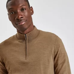 Pull à Col Montant Zippé En Laine Mérinos -Trendy Soldes 1002207 10444 V4