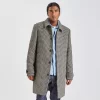 Manteau Col Chemise Motif Pied De Puce