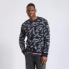 Pull Col Rond à Motif Camouflage En Laine