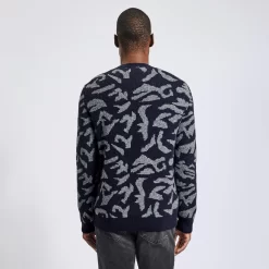 Pull Col Rond à Motif Camouflage En Laine -Trendy Soldes 1002836 18005 V3
