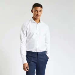 Chemise Slim Sans Repassage Unie Coton