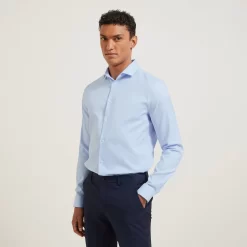 Chemise Slim Sans Repassage Unie Coton