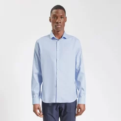 Chemise Slim Sans Repassage Unie Coton -Trendy Soldes 1003064 11000 V2