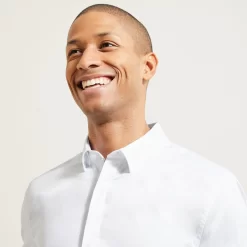 Chemise Slim Unie Coton Biologique Satin 13 Chemise Slim Unie Coton Biologique Satin -Trendy Soldes 1003070 10000 V4