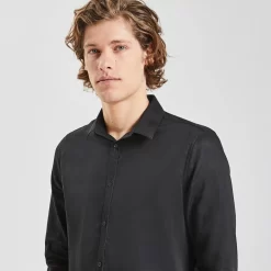 Chemise Slim Unie Stay White/black Coton -Trendy Soldes 1003072 18000 V4