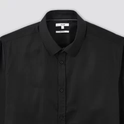 Chemise Slim Unie Stay White/black Coton -Trendy Soldes 1003072 18000 V8