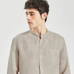 Chemise Regular Col Mao Unie Lin -Trendy Soldes 1003076 10503 V4