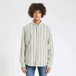 Chemise Regular Rayures Coton Lin -Trendy Soldes 1003118 16047 V2