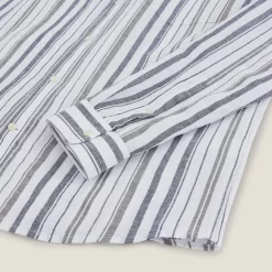 Chemise Regular Rayures Coton Lin -Trendy Soldes 1003118 16082 V8