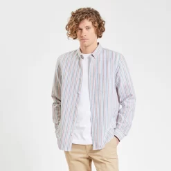 Chemise Regular Rayures Coton Lin