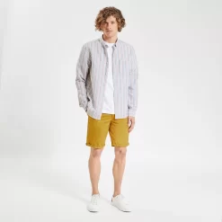 Chemise Regular Rayures Coton Lin -Trendy Soldes 1003118 19100 V6