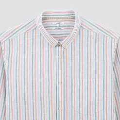 Chemise Regular Rayures Coton Lin -Trendy Soldes 1003118 19100 V8