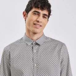 Chemise Slim Imprimé Carreaux Coton 12 Chemise Slim Imprimé Carreaux Coton -Trendy Soldes 1003177 10100 V4