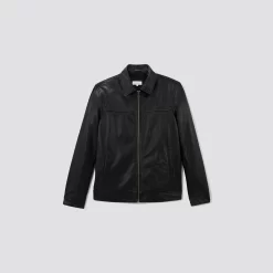 Blouson En Cuir Col Chemise -Trendy Soldes 1003202 18000 V11