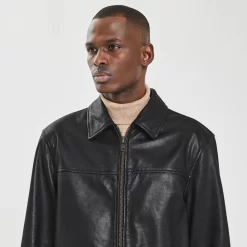 Blouson En Cuir Col Chemise -Trendy Soldes 1003202 18000 V4