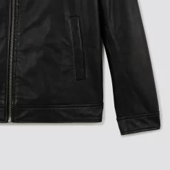 Blouson En Cuir Col Chemise -Trendy Soldes 1003202 18000 V9