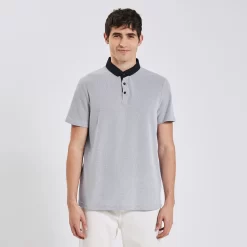 Polo Manches Courtes Bubble Col Contrasté Twill -Trendy Soldes 1003321 11044 V2