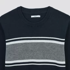 Pull Col Rond Colorblock -Trendy Soldes 1003354 11873 V8