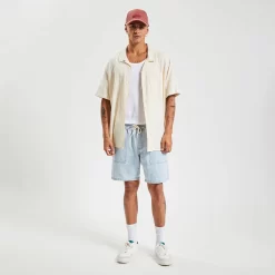 Short En Jean Découpe Poche Platrier -Trendy Soldes 1003410 11234 V6