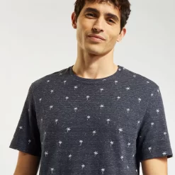 Tee Shirt Matière Fantaisie Et Imprimé All Over -Trendy Soldes 1003510 11307 V4