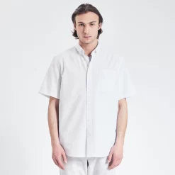 Chemisette Regular Oxford Coton Neps -Trendy Soldes 1003538 10002 V2