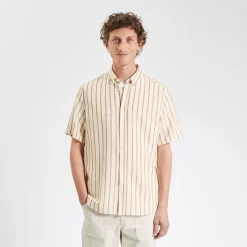 Chemisette Regular Rayures Coton Lin