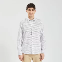 Chemise Slim Imprimé Géométrique Coton Dobby -Trendy Soldes 1003593 10000 V2