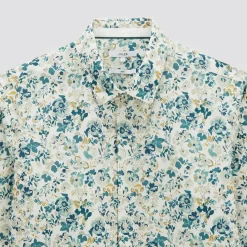 Chemise Slim Imprimé Fleur Coton Biologique -Trendy Soldes 1003594 16023 V8