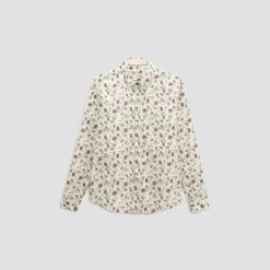 Chemise Slim Imprimé Fleur Coton Biologique -Trendy Soldes 1003618 10000 V11