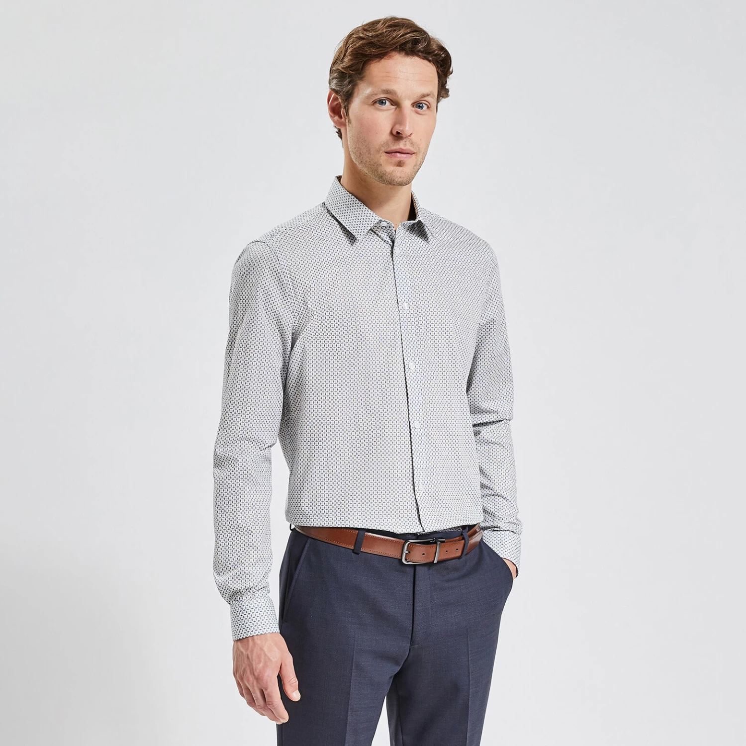 Chemise Slim Imprimé Géométrique Coton 1 Chemise Slim Imprimé Géométrique Coton