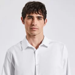 Chemise Slim Oxford Unie Coton -Trendy Soldes 1003690 10000 V4