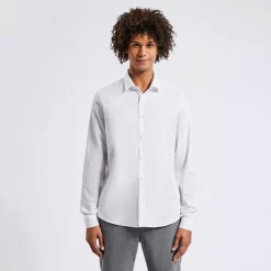 Chemise Slim Unie Coton Texturé -Trendy Soldes 1003750 10000 V2