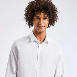 Chemise Slim Unie Coton Texturé -Trendy Soldes 1003750 10000 V4