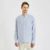 Chemise Regular Col Mao Rayures Lin