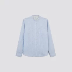 Chemise Regular Col Mao Rayures Lin -Trendy Soldes 1003792 19000 V11